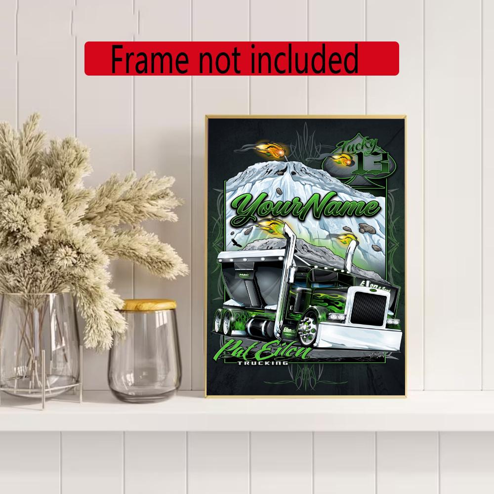 Peterbilt Heavy Trucks Customize Your Name Diamond Painting Round Diamond Diy Frameless Holiday Artwork Suitable For Home Office Wall Decoration