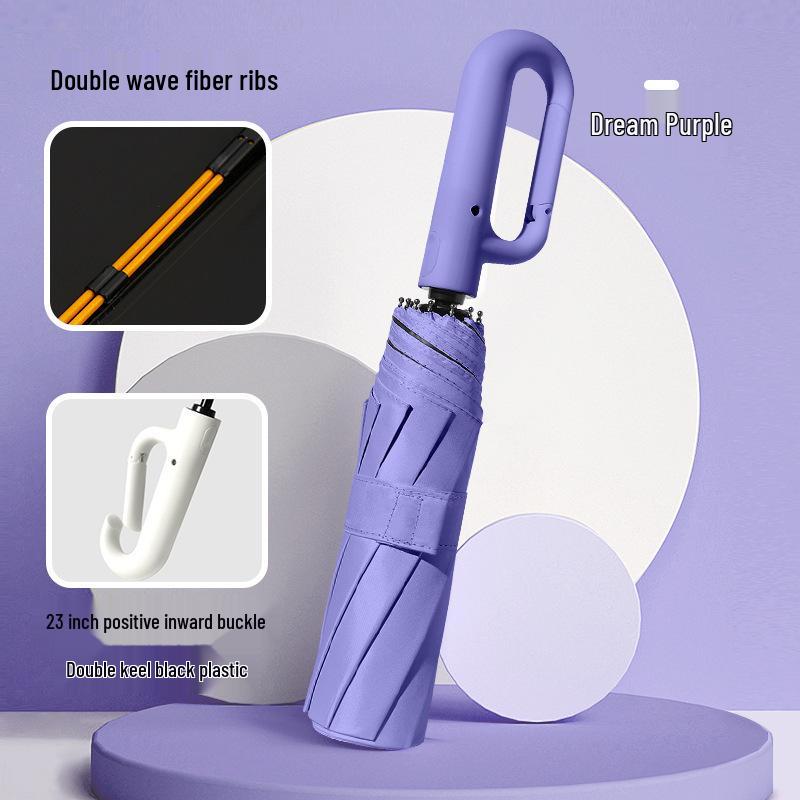 10-Rib Auto Folding Umbrella: Enlarged, Thickened, Portable, with Ring Buckle – for Sun and Rain, Custom Logo Available.