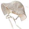 Cotton Linen Bucket Hat Breathable Face Flattering Hat Floral Embroidered Hat Thin Fabric For Daily Commuting Shopping Walking