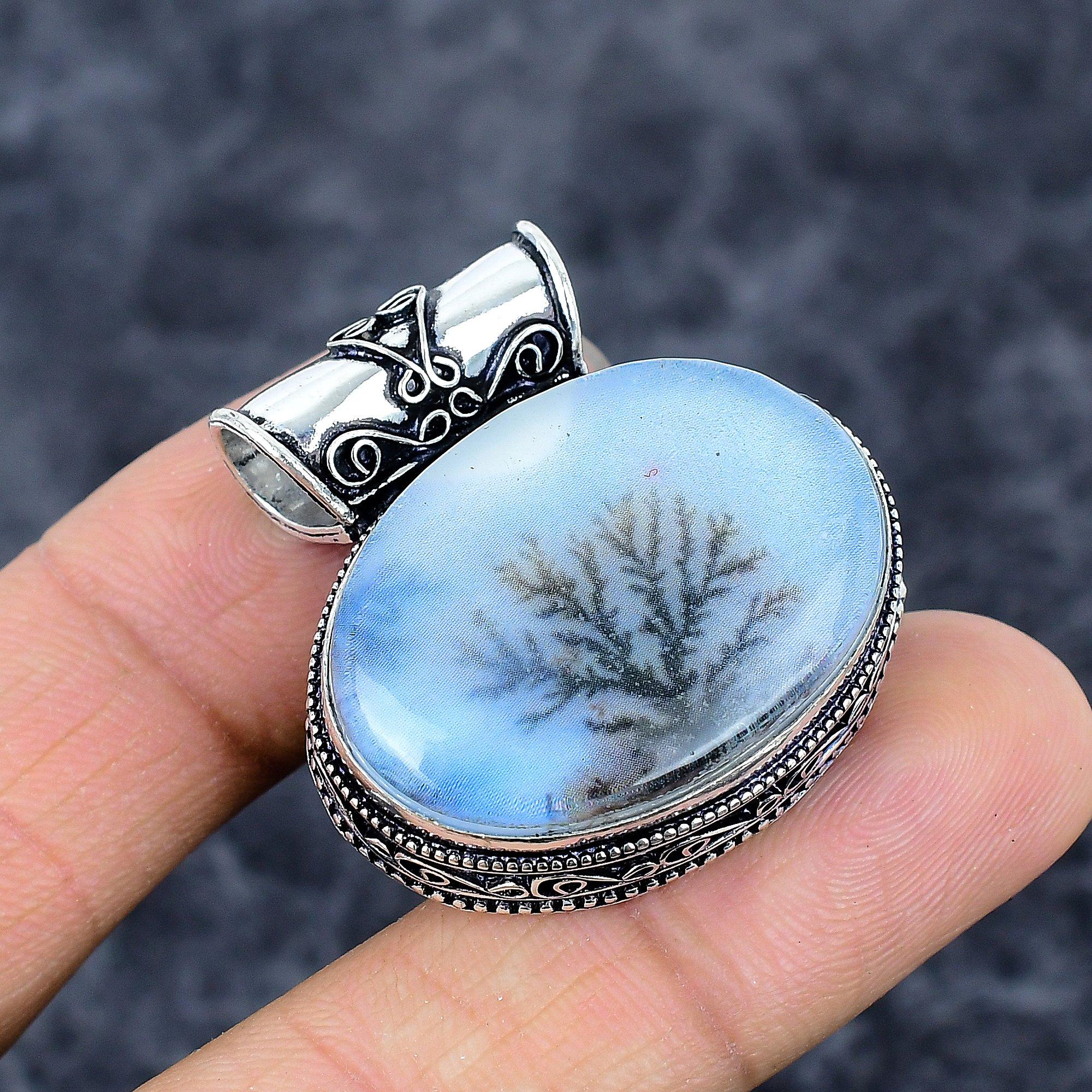 

Dendrite Opal Gemstone Handmade 925 Sterling Silver Jewelry Pendant 1.38 M-3286