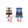 Medieval Military Castle Knight Building Blocks - King Figures with Helmet Armor and Weapon Accessories