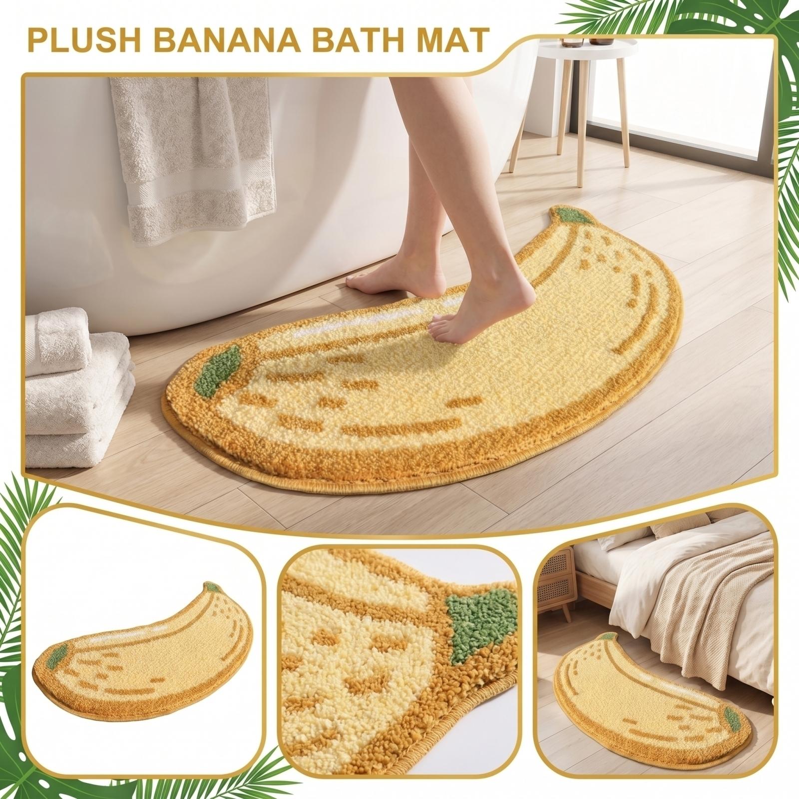 

Soft Banana Fiber Plush Bath Mat Absorbent Bathroom Rug Non-Slip Floor Mat Bedroom Carpet Decorative Floor Rug One Size жёлтый