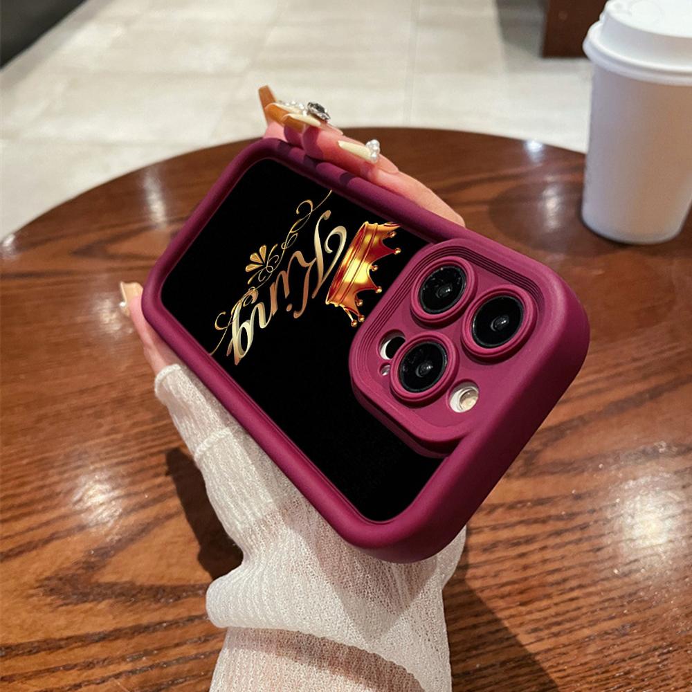 

N84 King Queen парные мягкие чехлы для телефонов с ангельскими глазками для iPhone 15 14 12 11 Pro Max 13 mini 7 8 6S Plus XS Max XR SE противоударный чехол-бампер for iPhone 15 Pro Max