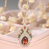 Able Classic Colored Zircon Water Drop Pendant Necklace Women's Retro Premium Holiday Party Wedding Jewelry Gift