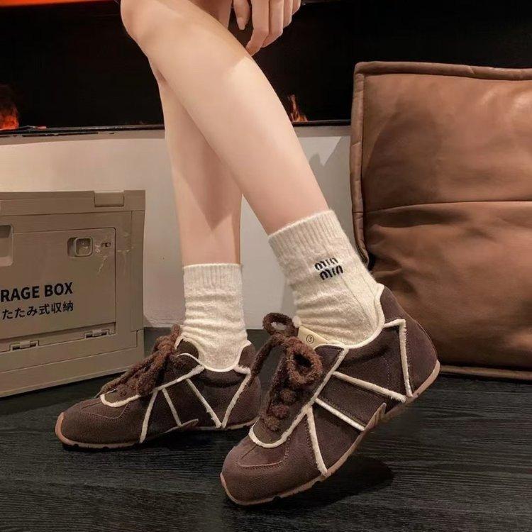 

[sheii Su Yinyin] 3.5cm inner height increase~ retro hair beard edge casual hair hair shoes board shoes women s German training shoes 40 коричневый