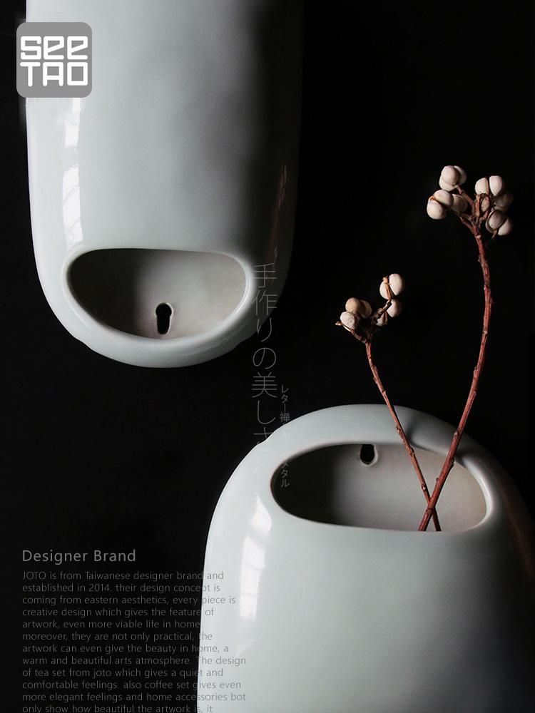 Hanging Vase Ceramic Craft Wall Decoration Flower Pot Wall Hanging Wall Decoration Japanese Flower Arrangement