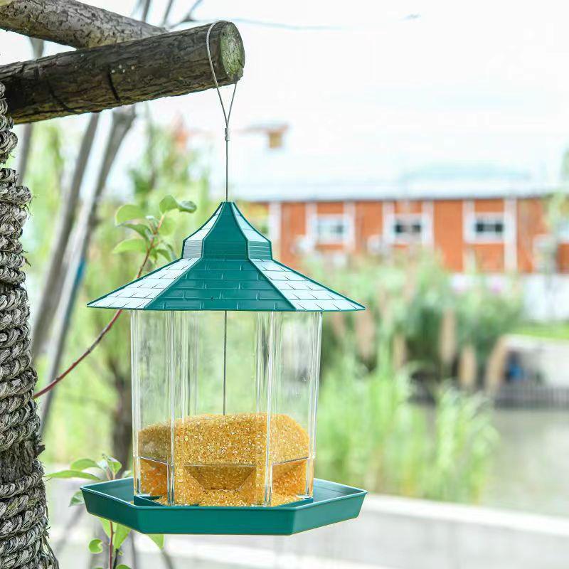 Regenfester Außen-Vogelfutterspender - Automatischer Hängefutterspender für kleine Vögel