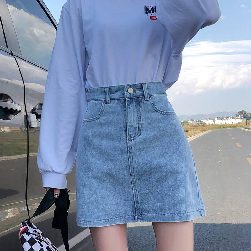 Women's High-Waist Mini Denim A-Line Skirt - Summer 2022 Hot Girl Style