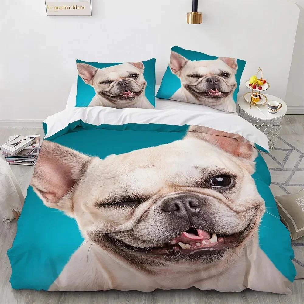 Full Size Bed Cover Set Cute Cartoon Dog Duvetcover&2pcs Pillowcase 3d Comforter Bedding Sets Twin Animals Bed Room Set no sheet