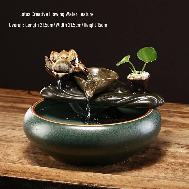 New Chinese Style Lotus Flowing Water Ceramic Ornament