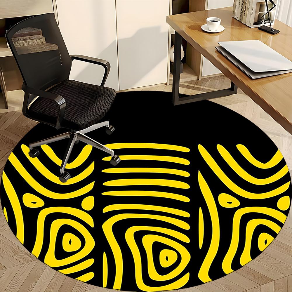 1pc Zebra Stripes Office Round Area Rug, Indoor Mat Suitable ForOffice, Under Office Chairs Bedroom Living Room Home Decor, Room Deco 060