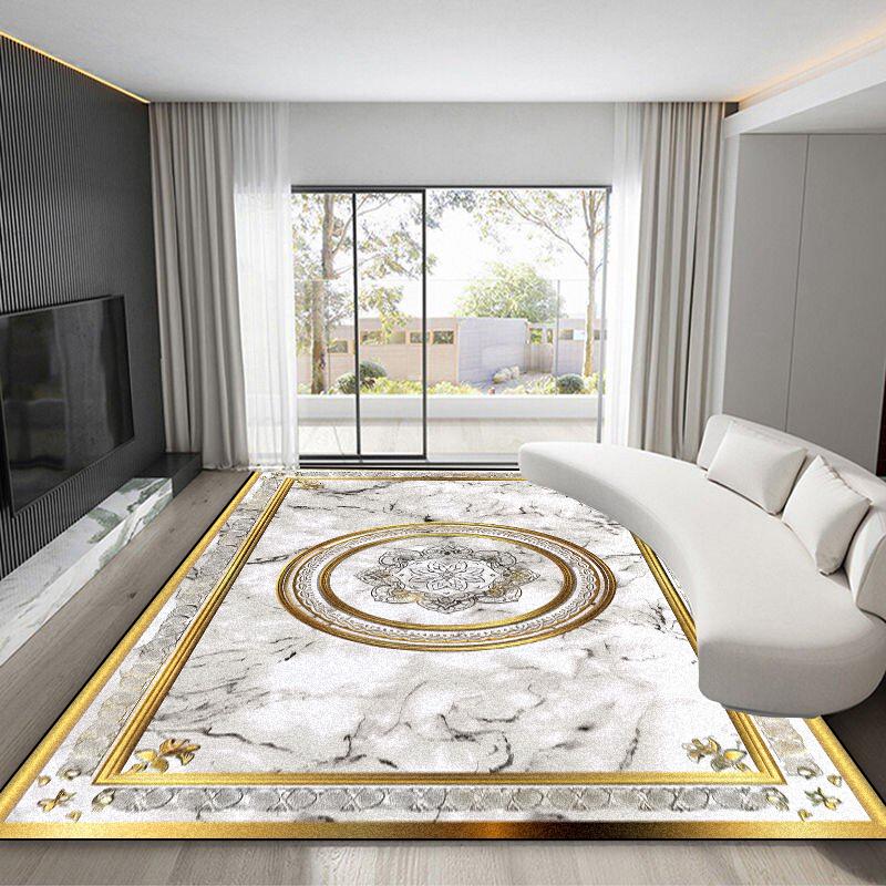 Luxury Gold Frame Ccarpet for Living Room Europe Style High-grade Dining Room Large Area Rugs Washable Non-slip Bedroom Foot Mat