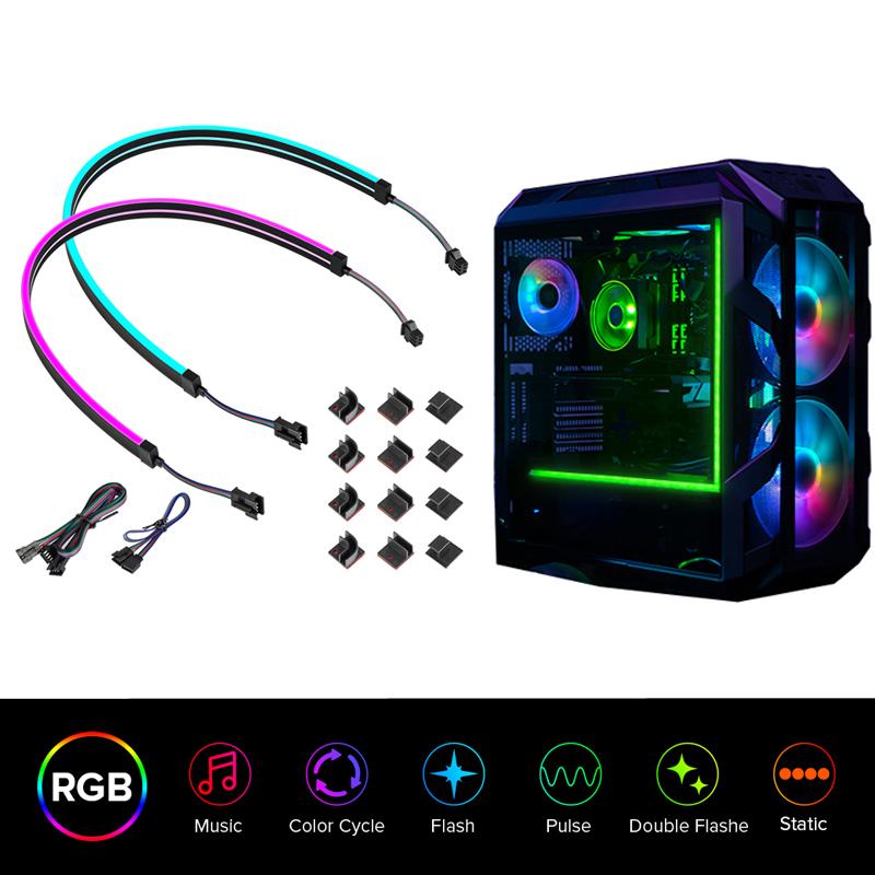 

2 шт. 50 см светодиодных неоновых ламп для ПК MSI Aura SYNC AORUS ASUS на материнской плате компьютера WS2812B 60 светодиодов светодиодная лента DC5V DC12V