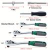 6 ks Sada ráčnových klíčů, 1/4"3/8"1/2" Ráčnový klíč 72 zubů Nástrčný klíč, Rychloupínací ráčnový klíč, Oboustranný, Kovový