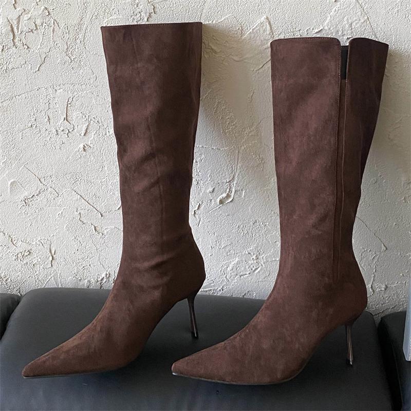 Fashion Eilyken 2026 Autumn Winter Pointed Toe Woman Knee-High Long Boots Street Style Thin High Heels Banquet Party Shoes