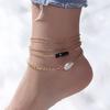 5pcs Bead Pearl Anklets for Women Girls Multiple Layers Shell Ankle Bracelet Chain Summer Beach Foot Jewelry Gift