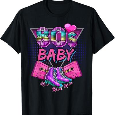80'S Baby Birthday Party Costume Retro Roller Skating Women T Shirt