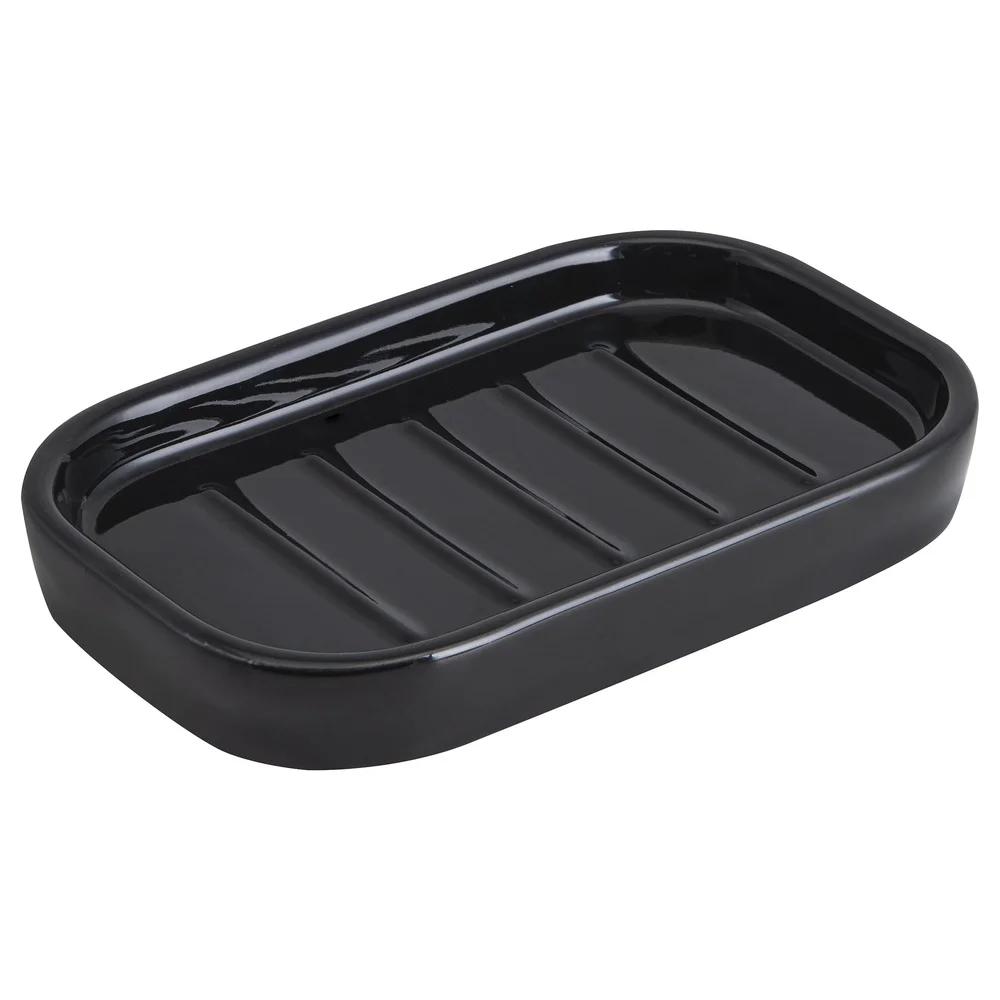3 Pack Durable Ceramic Soap Dish Glossy Black Bathroom Accessory Jewelry Holder Timeless Design Home Essentials Storage