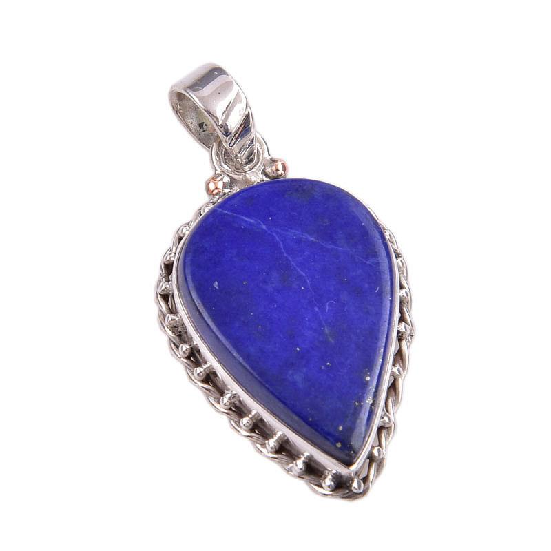 Natural Lapis Lazuli Gemstone 925 Solid Sterling Silver Gift Pendant 1.50" W8t76