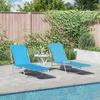 Folding Sun Loungers 2 Pcs Steel and Fabric Blue