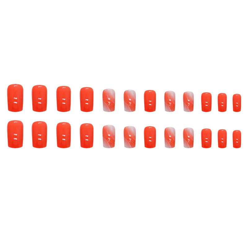 Vitality Orange Girl Sweet Manicure Europäischer und amerikanischer Modestil Gefälschte Nägel Fertiges Produkt Abnehmbares Manikürestück