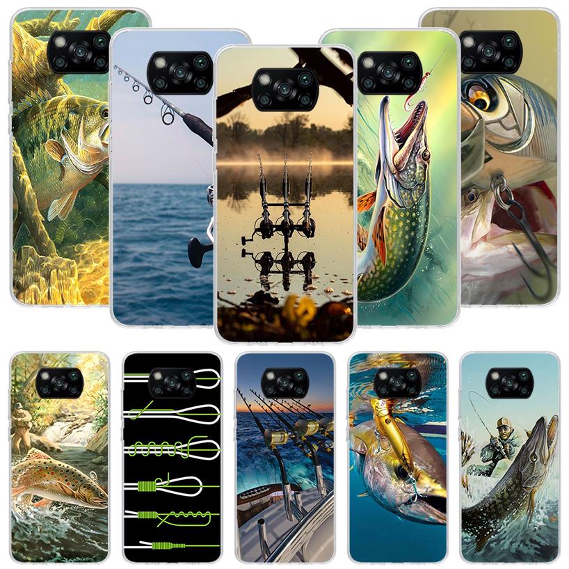 Carp Fish Fishing Rod Hook Phone Case For Xiaomi Poco X7 X6 X5 Pro F7 Ultra Redmi 15C 15 13 13C 12 12C 10 10A 10C 9 9A 9C 9T Cov