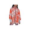 Adidas Color Block Logo Print Zip Jacket Women Jacket Orange HI6065