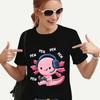 Axolotl Cartoon Tshirt Funny Play Games Graphic T Shirt Short Sleeve Summer Clothes Women Clothing Fashion Basic Tee Tops