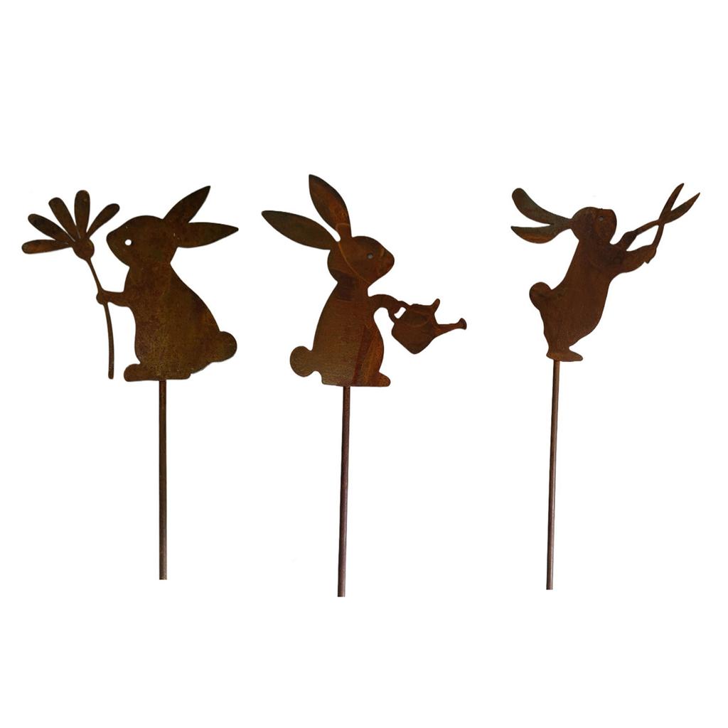 Easter Bunny Yard Stake Outdoor Metal Easter Bunny Garden Stake Statue Decor Easter Yard Sign Decoration Outdoor