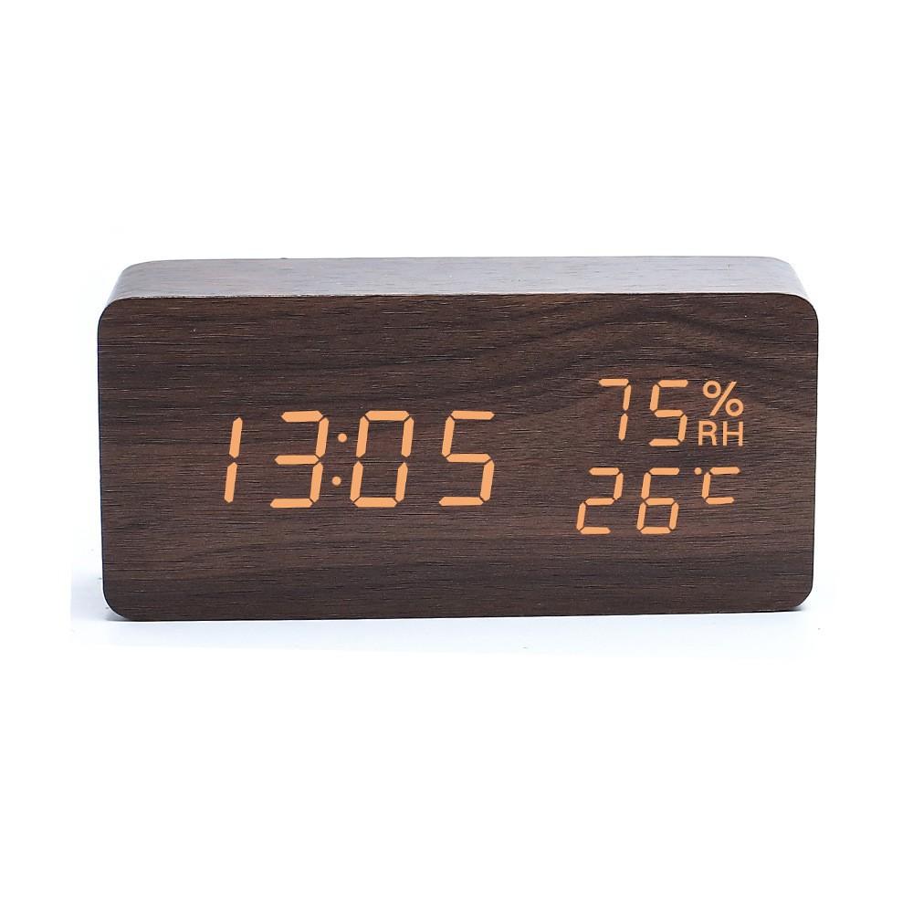 

Temperature and Humidity Multifunctional Silent Wooden Clock Led Wooden Alarm Clock Student-specific Electronic Clock Temperature and Humidity Display