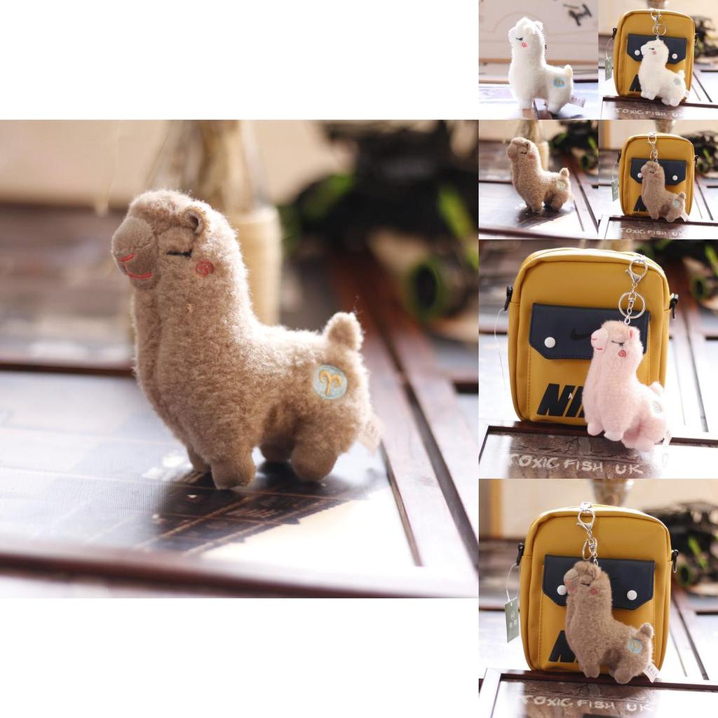 Cute Cartoon Alpaca Plush Toy Mini Fluffy Lamb Doll Keychain For Bags