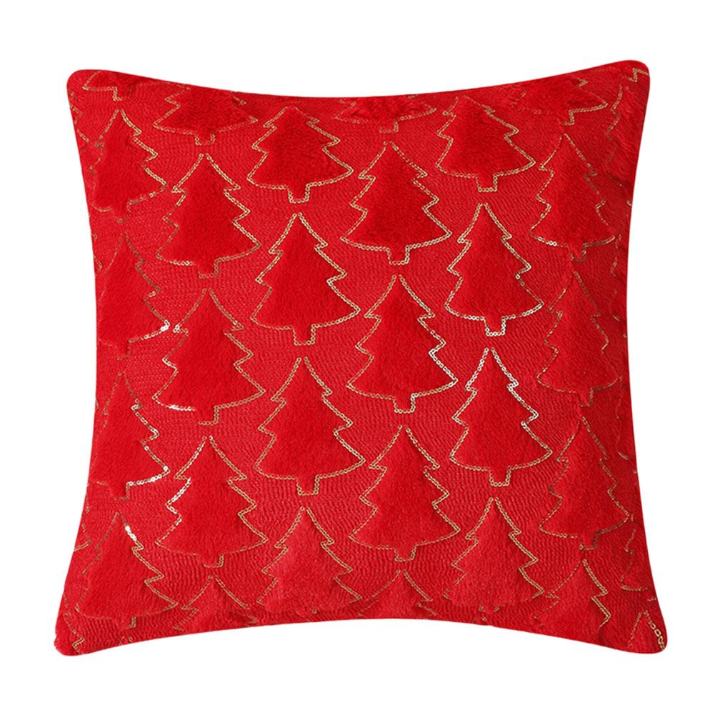 Plush Decorative Cushion Cover Soft Home Decor Christmas Living Room Sofa Throw Pillow Cover Red Embroidered Pillowcase 45×45cm