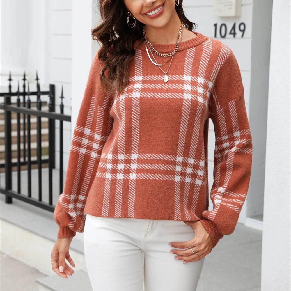 

GMXIA женские модные повседневные свободные свитера в полоску с принтом осень-зима с длинным рукавом и круглым вырезом XL коричневый