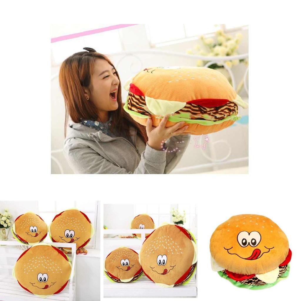 Creative Plush Toy Hamburger Cushion With Pp Cotton Filling For Kids Comfort And Gift