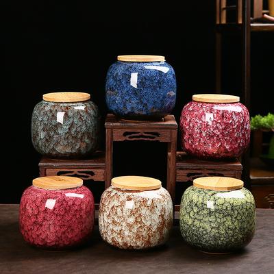 Creative Irregular Grain Ceramic Tea Cans Portable Mini Storage Box Moisture-proof Sealed Candy Coffee Can Storage Container New