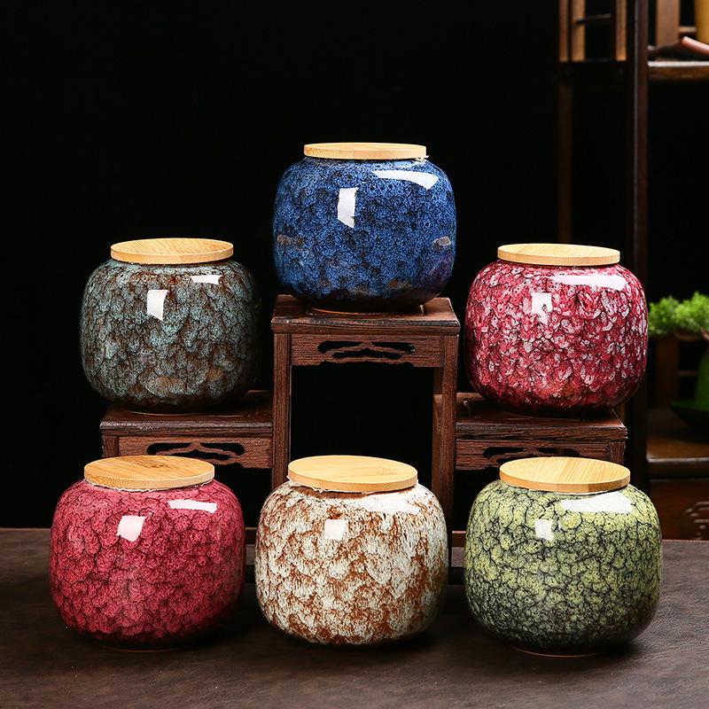 Creative Irregular Grain Ceramic Tea Cans Portable Mini Storage Box Moisture-proof Sealed Candy Coffee Can Storage Container New