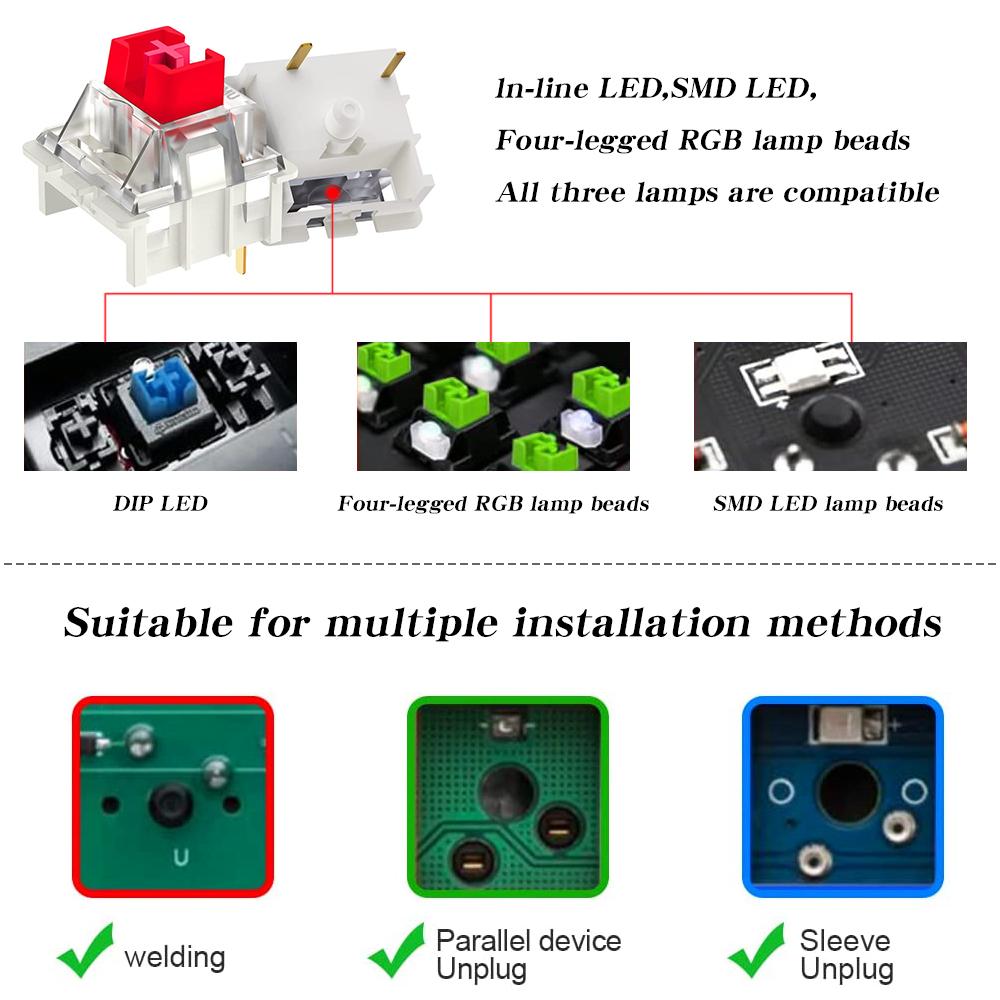 Outemu Switch for Keyboard 3Pin Linear Tactile Clicky Silent Switches for Mechanical Keyboards Gray White Red Blue Gaming Switch