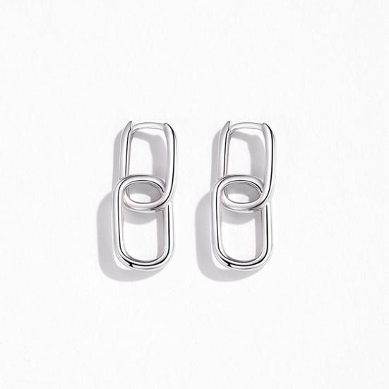 1 Pair Women Earrings Paper Clip Shape Geometric Polished Copper Pure Color Hollow Out Daily Commute Ear Jewelry Short Hanging Earrings