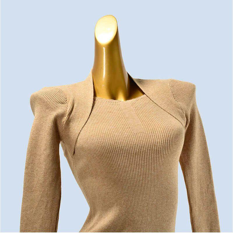 Stylish Long Sleeves Bottoming Shirt Women's Autumn New Arrival Western Style Inner Wear Soft Glutinous Silm Knitwear Sweater Pure Color