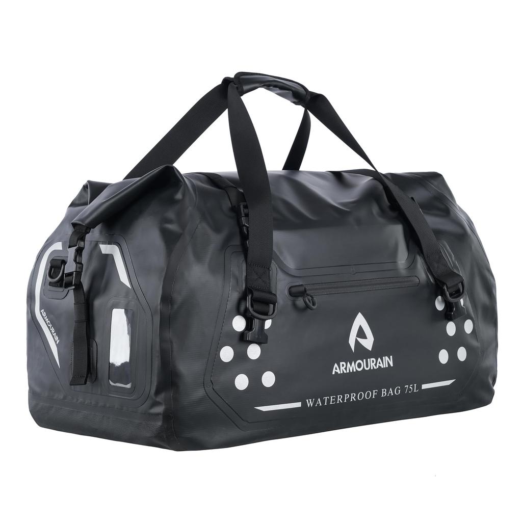 ARMOURAIN Motorcycle Dry 75L Large Waterproof Duffel Bag for and Kayaks Bag, Travel, Boats, Motorcycles, (Black)