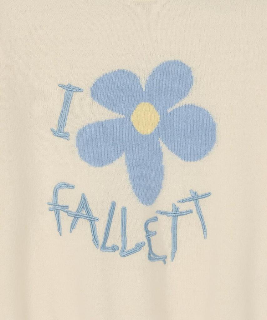 FALLETT Drawing Flower Short Sleeve Knit Ivory