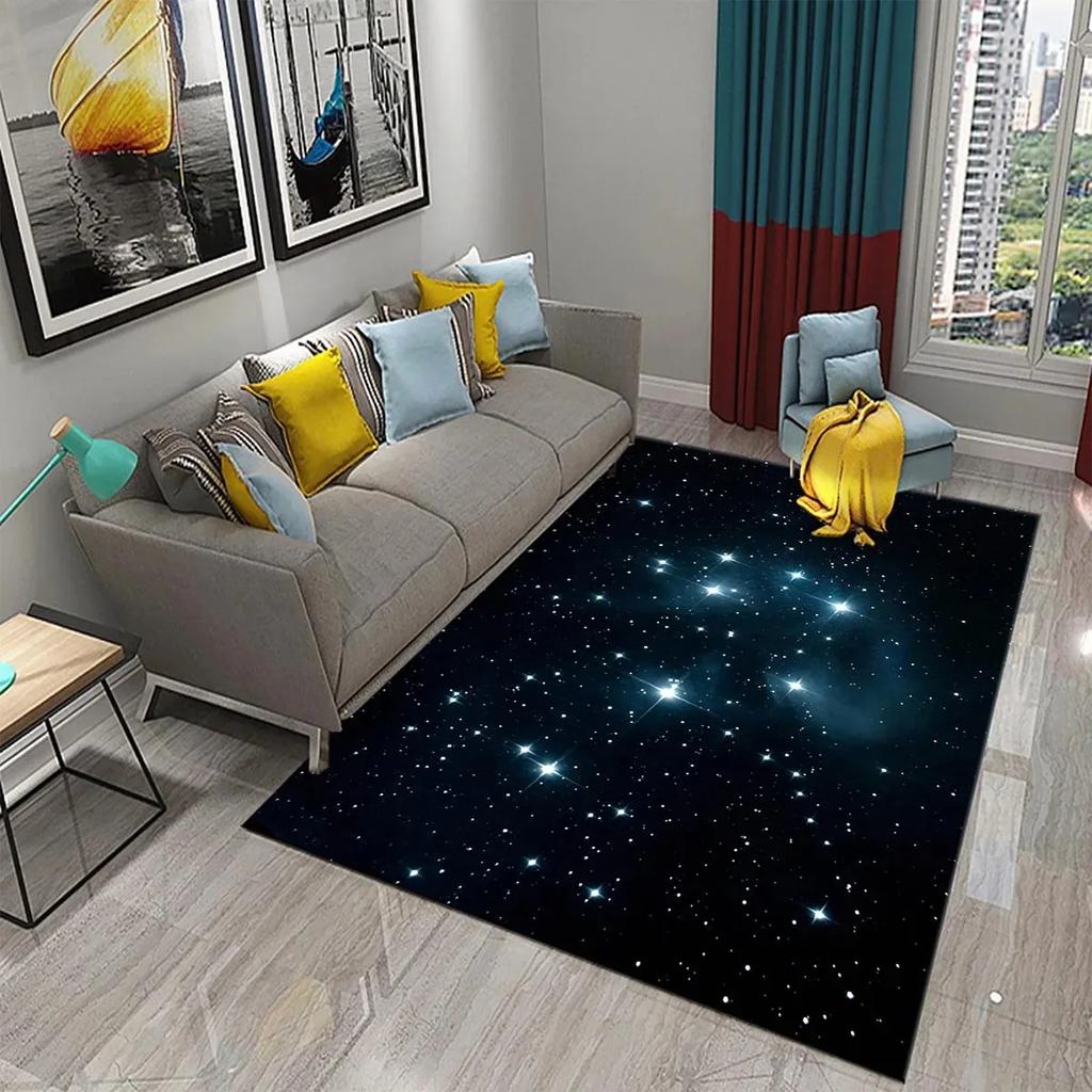 Star Carpet Space Galaxy Area Rug For Living Room Coffee Chair Bedroom Bathroom Entrance Non-Slip Home Decor