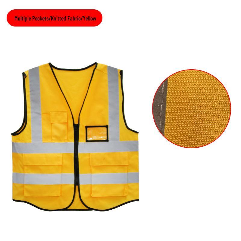 Reflekterande säkerhetsväst för trafik, byggarbetsplatser och trädgårdsarbete - Fluorescerande grön, Anpassningsbar. 