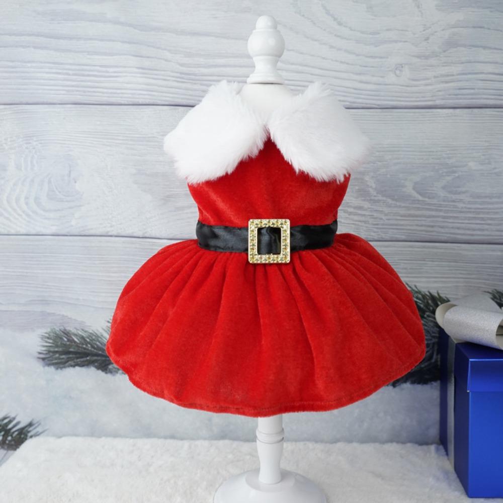 Soft Dog Winter Clothes Breathable Cats Christmas Dress Pet Outfit Santa Claus Dog Skirt  Xmas