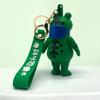 Frog Keychain Saluting Button Link Hands Realistic Texture Blue Scarf Frog Key Chain Mini Portable Lobster Clasp Backpack Pendant