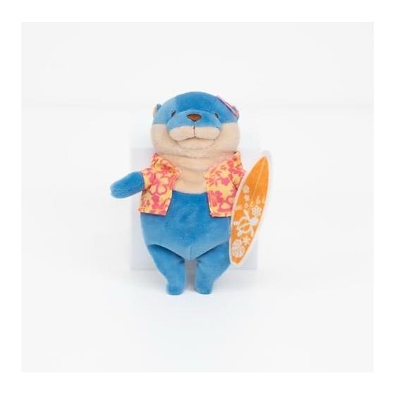 Morisaka Global Mochi Cute Surfer Blue Mini 7 x 5 x 13cm Otter Plush Toy Sea Summer Aloha Surfing Sewing Healing Mochi Mochi Touch Cute Animal Mochi