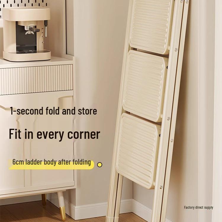 Telescopic Folding A-Frame Ladder: Thickened Indoor Multi-Functional 4-Step Stool
