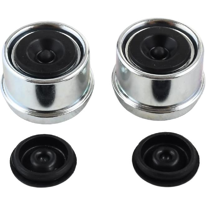 2Pcs 1.98 Inch Trailer Axle Dust Cap Cup Grease Cover Hub with Extra 2 Rubber Plugs, Compatible with Dexter EZ Lube Trailer Axles for Most 2000 to