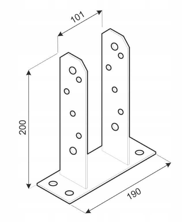 Post base screwed to concrete, galvanized, 101x200 mm