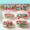 Christmas Holiday Colorful Knitted Santa Claus And Reindeer Bracelet Set With Soft Clay Handcrafted Jewelry For Women